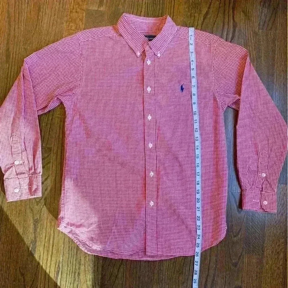 Ralph Lauren Boys Red Gingham Preppy Button Up Shirt Size L - Picture 4 of 6